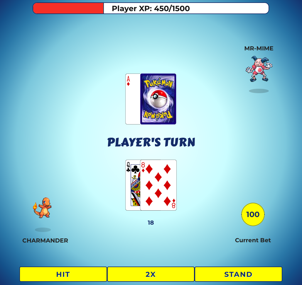A screenshot of the game Pokémon Blackjack